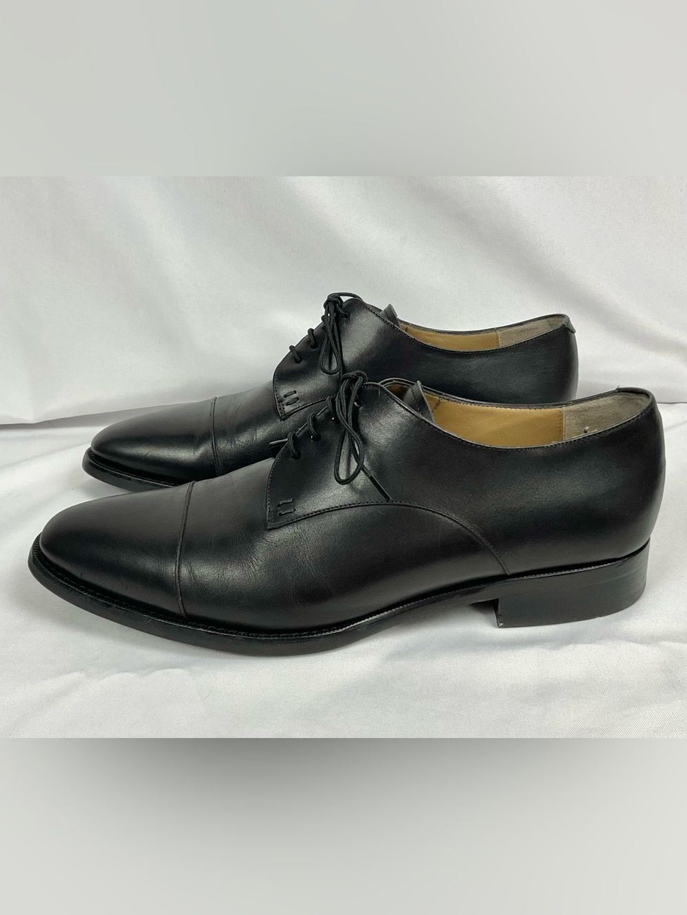 Jack Erwin Black Cap Toe Oxford Dress Shoe Leather Sz 10 Derby Lace Up